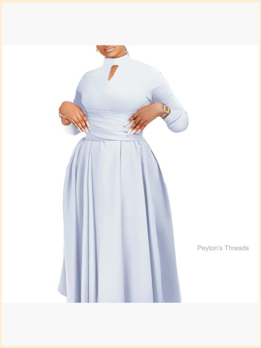 Elegant Long Sleeve Maxi Dress A-Line Swing Cocktail Party Dress Women - Picture 3 of 3